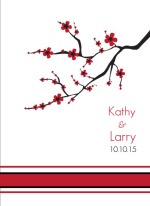 Black White and Pink Cherry Blossom  Wedding Program 