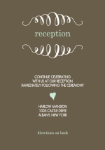 Mint and Brown Soft Stripes  Reception Card