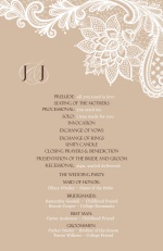 Brown and White Floral Lace  Wedding Program 