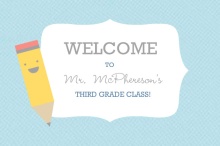 Blue and Yellow Pencil Teachers Welcome Postcard