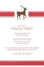 Reindeer Red Stripe Holiday Party Invitation