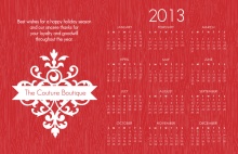 Modern Red Business Calendar Holiday Card