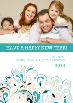 Teal Swirl New Years Photo Card