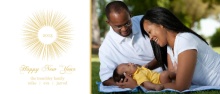 Gold Fireworks Monogram New Years Photo Card