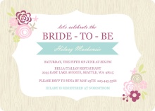 Pink Floral Frame Bridal Shower Invite