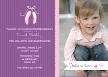Ballerina Slippers Pink and Purple Kids Birthday Invitations