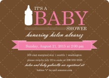 Pink and Taupe Quilted  Girl Baby Shower Invite