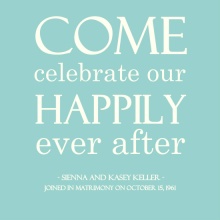 Aqua Happily Ever After  50th Anniversary Party Invitations