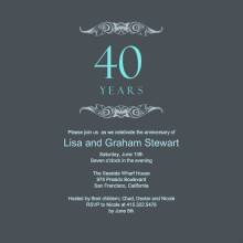 Gray and Teal Anniversary  Invitation