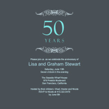 Gray and Teal Anniversary  Invitation