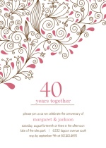Pink Floral 40th Anniversary Party Invitation