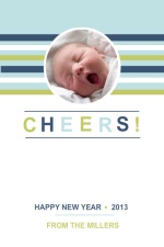 Modern Blue and Green Stripes New Years Photo Card