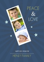 Blue Photo Strip New Years Greeting Card