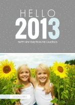 Gray and Blue Hello 2013 New Years Photo Card