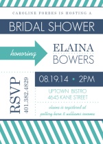 Modern Stripes Navy and Turquoise Bridal Shower Invitation