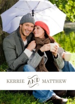Olive and White Intricate Frame  Engagement Announcement
