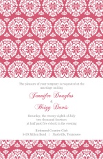 Papaya and White Floral Pattern Wedding Invitation