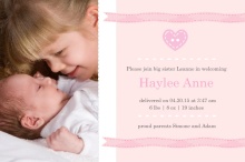Soft Pink Photo Sibling Birth Announcement 
