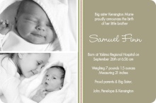 Green Photo Sibling Baby Announcement