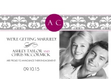 Fancy Gray and Purple Photo Engagement Announcement