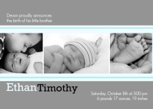 Gray and Blue New Baby Brother Sibling Birth Announcement