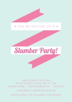 Mint and Pink Modern Banner Slumber Party Invitation
