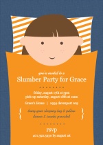 Blue and Orange Sleeping Bag  Slumber Party Invitation