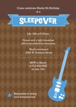 Blue and Brown Guitar Hero Slumber Party Invitation