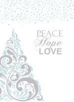 Blue and Grey Elegant Snowy Tree Holiday Card