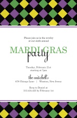 Colorful Diamond Pattern Mardi Gras Invitation