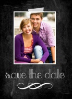 Peach Chalkboard  Save The Date Card
