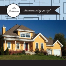 Blue Retro Pattern Housewarming Party Invitation