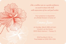 Hibiscus Linework Coral Flower Bridal Shower Invite