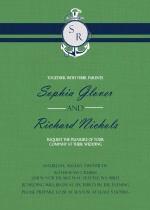 Green and Blue Nautical Themed  Wedding Invite
