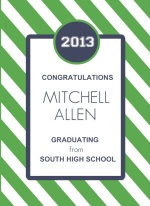 Green and Navy Striped Graduation Invite