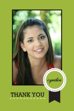 Green and Black Ribbon  Grad Thank You Card