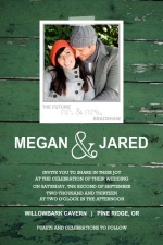 Green Wood Grain Photo  Wedding Invite
