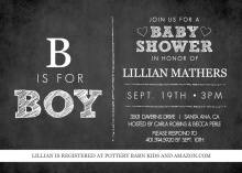 Chalkboard B is for Boy Baby Shower Invitation