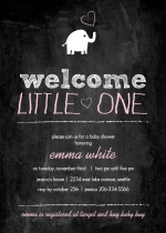 Chalkboard Elephant Girl Baby Shower Invitation