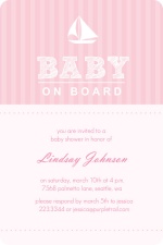 Pink Stripe Sail Boat Girls Baby Shower Invite
