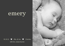 Gray with Hearts Photo Boy Baby Announcement