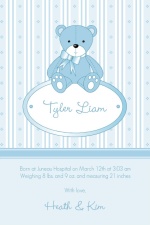 Little Blue Bear Boy Baby Announcement