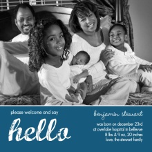 Blue Hello Photo Baby Announcement