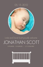 Gray with White Crib Boy Baby Announcement
