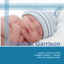 Blue Stripes Photo Boy Baby Announcement