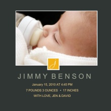 Dark Gray Monogram Photo Boy Baby Announcement