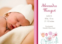 Sweet Pink Gingham  Photo Girl Baby Announcement