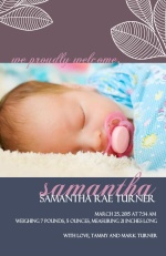 Soft Grays with Palm Leaves  Photo Girl Baby Announcement