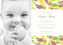 Bright Blossoms  Photo Girl Baby Announcement