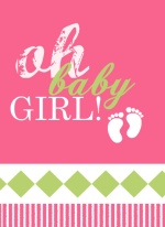 Diamond Pink and Green Baby Girl Announcement